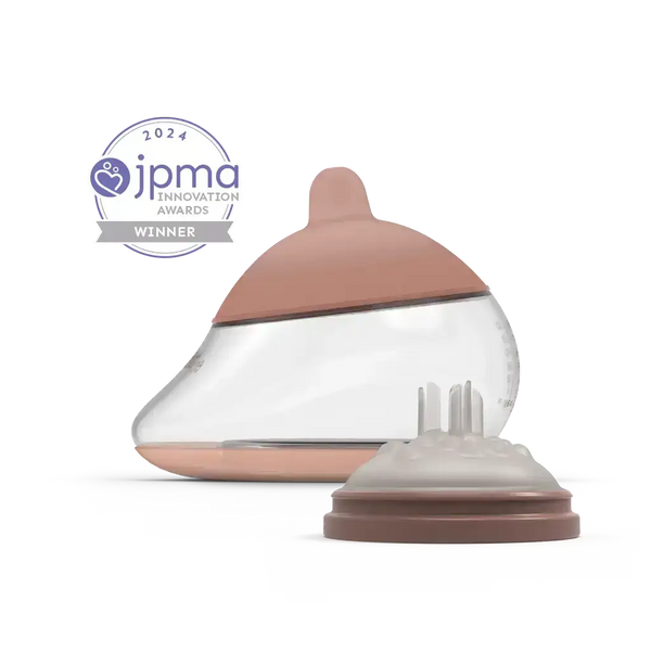 Emulait Anatomy Bottle with Responsive Flow Valve and JPMA Awards Logo